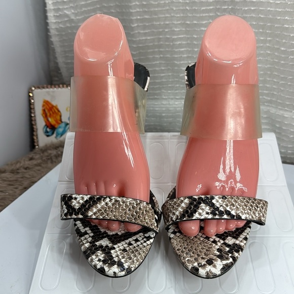 (N8) Steve Madden Snake print heels with clear criss-cross straps, Sz 9.5 women - Picture 5 of 12